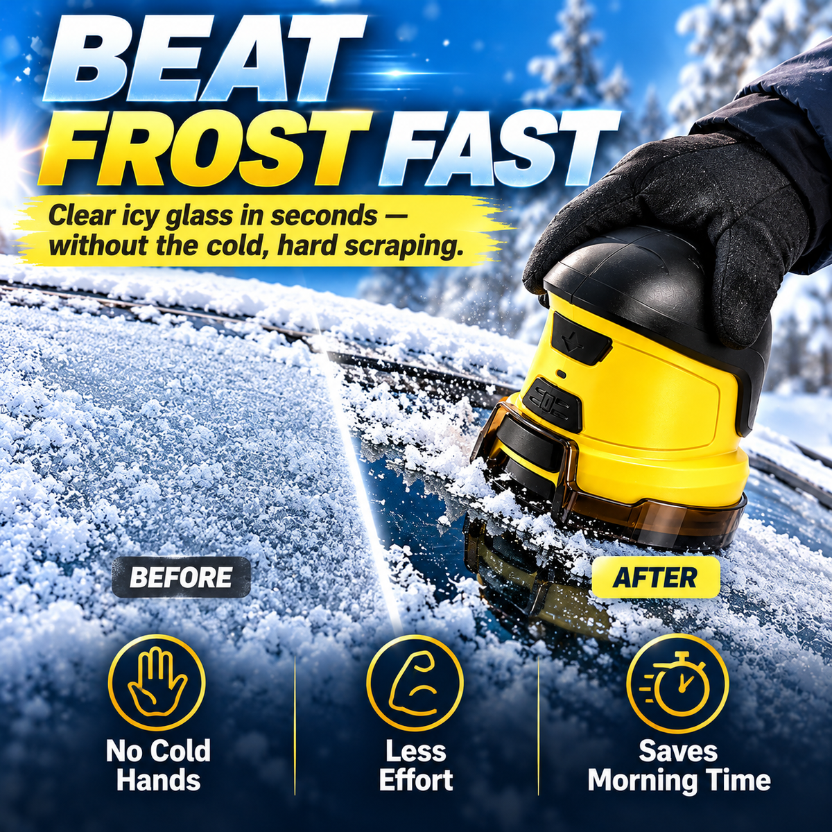 ❄️ Electric Ice Scraper – 1600 RPM Cordless Windshield De-Icer 🚗