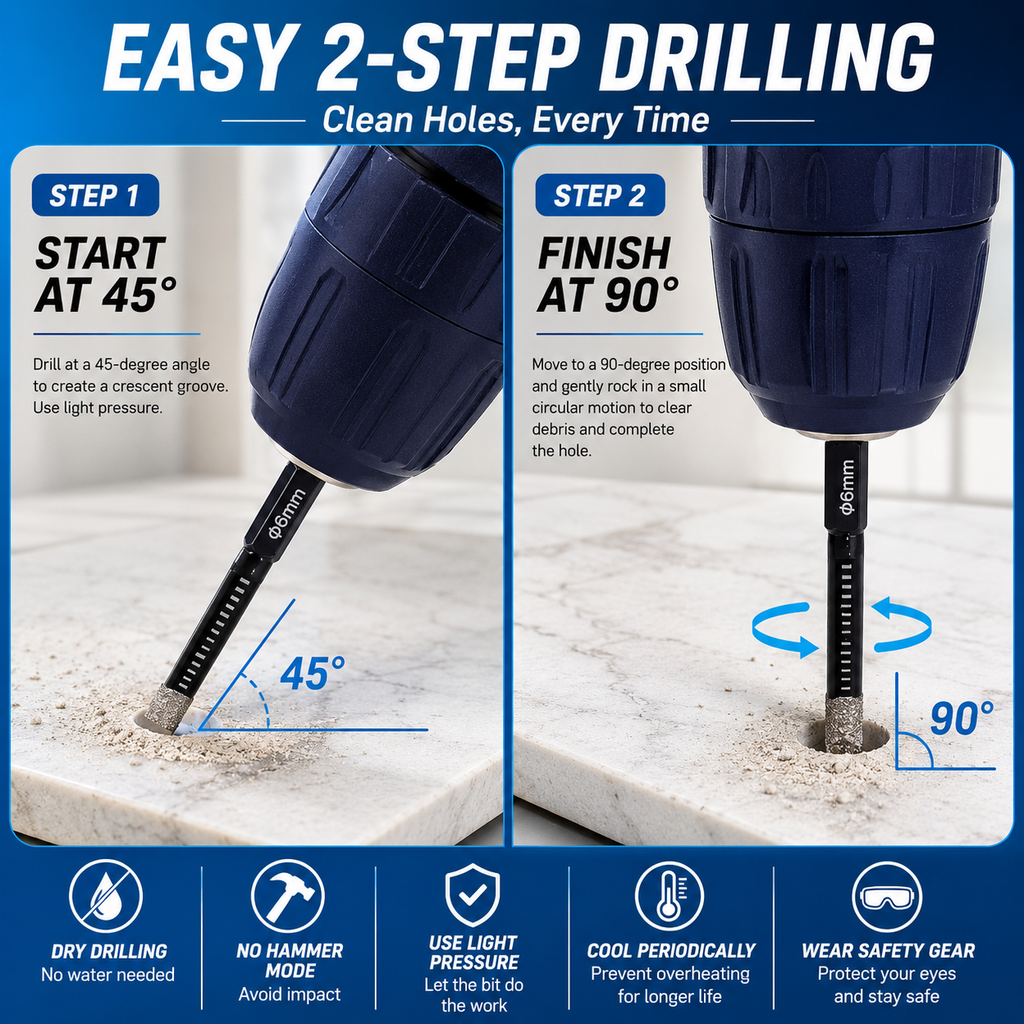 Diamond Drill Bits Set-Brazed Diamond Drill Bits for Precision Drilling in Tile Ceramic Glass Granite Marble Masonry