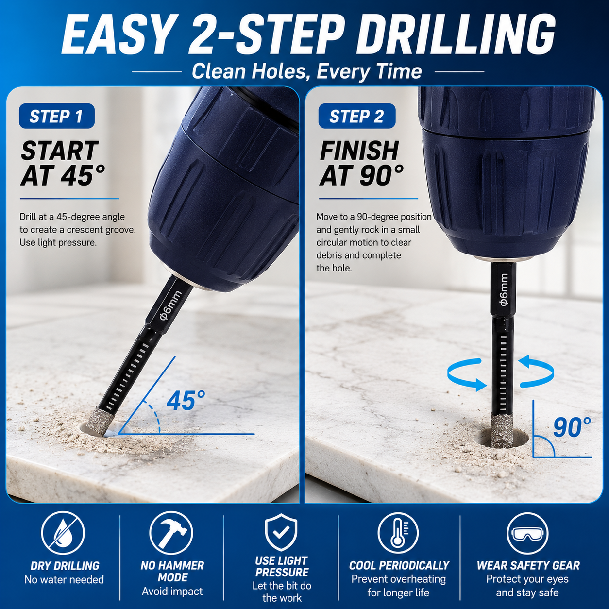 Diamond Drill Bits Set-Brazed Diamond Drill Bits for Precision Drilling in Tile Ceramic Glass Granite Marble Masonry