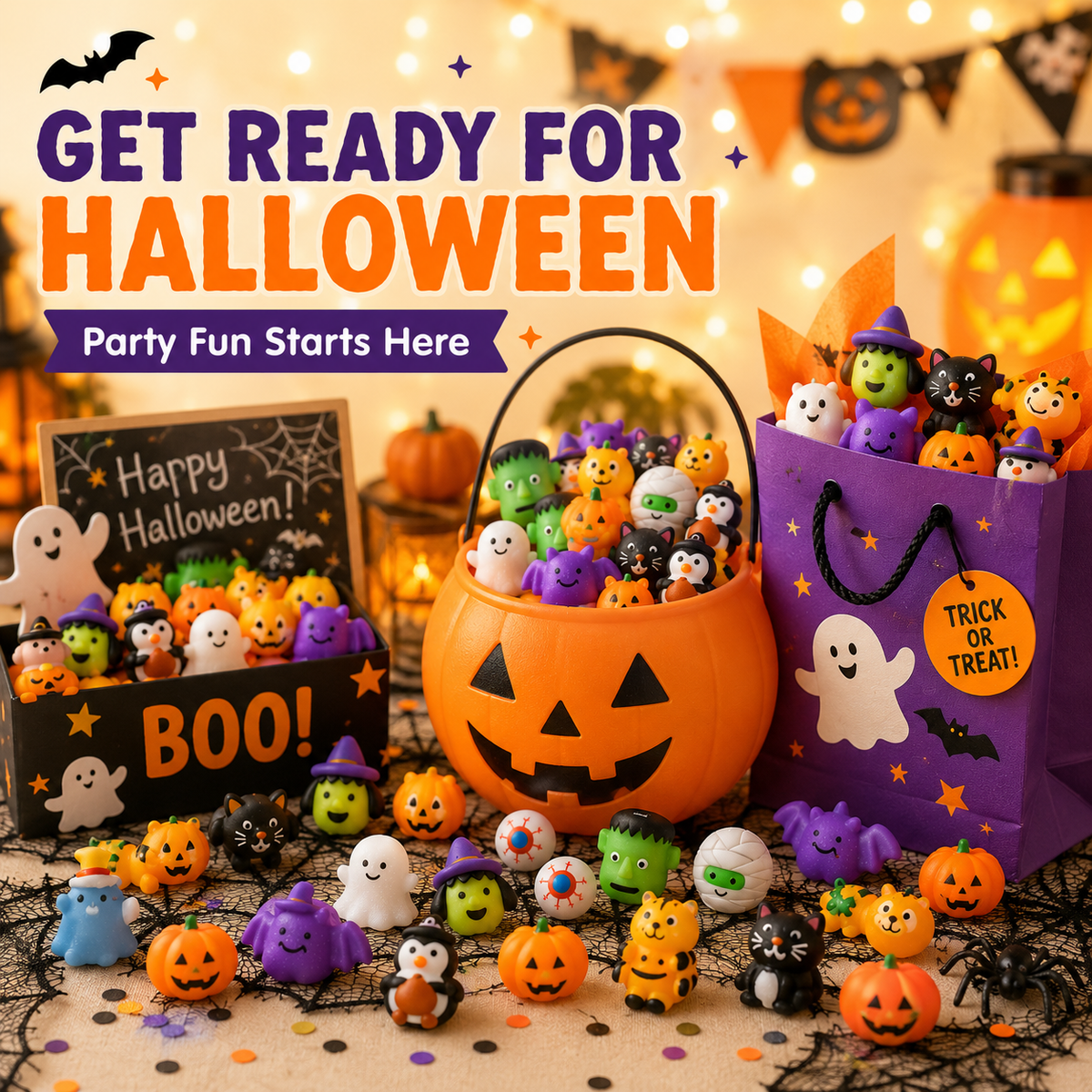 🎃100PCS Halloween Mochi Squishy Toys | Cute Sensory Toys, Halloween Party Favors & Goodie Bag Fillers