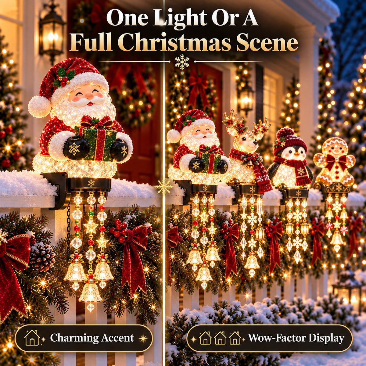 🎄Christmas Porch Railing Lights – 4 Festive Character Designs