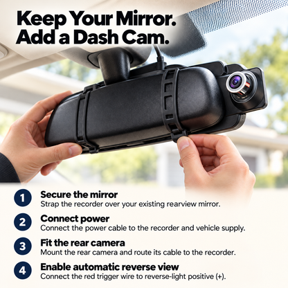 👆 One Tap. Two Views. — Front & Rear Touchscreen Mirror Dash Cam