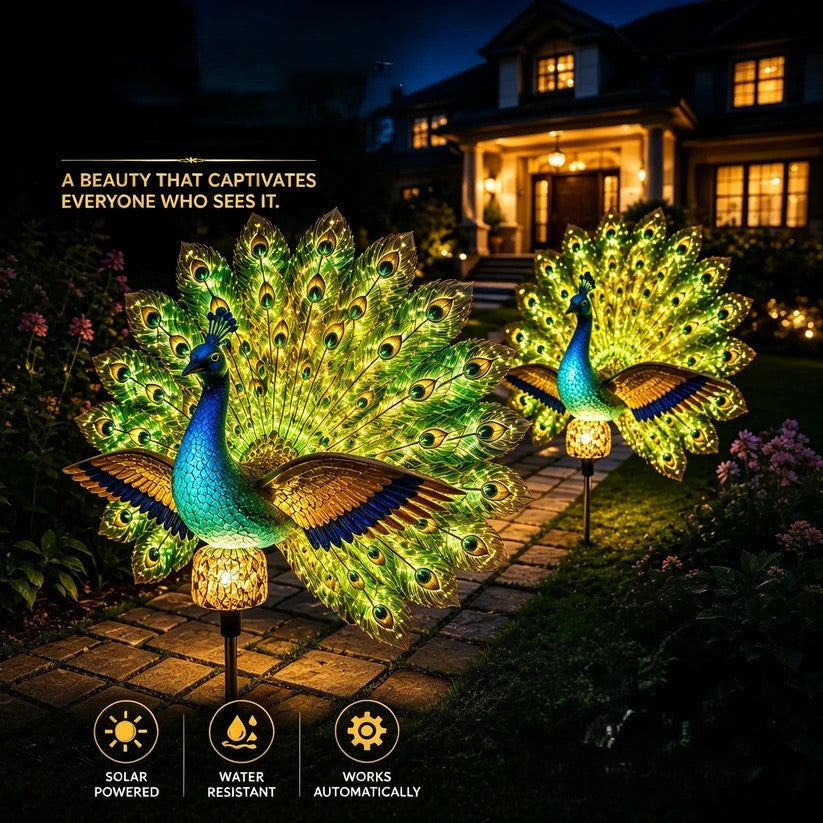🔥Limited time-50% OFF 🦚Solar Peacock Garden Sculpture Light🌟Transform Your Outdoor Space🏡