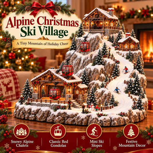 🏔️ Alpine Christmas Ski Village 🎄 Magical Miniature Snowy Mountain with Gondolas & Skiers ✨
