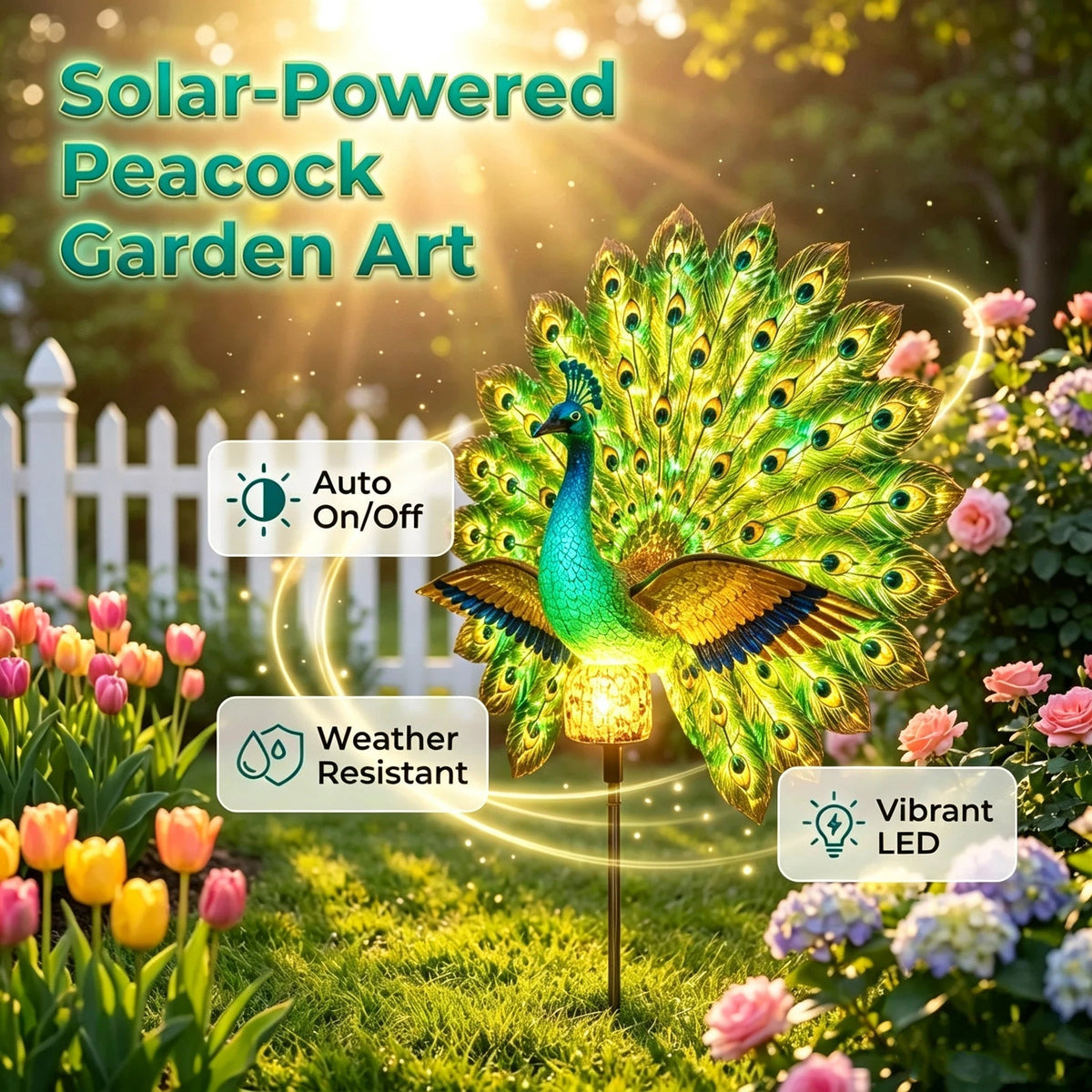 🔥Limited time-50% OFF 🦚Solar Peacock Garden Sculpture Light🌟Transform Your Outdoor Space🏡