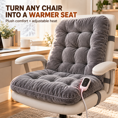 🔥 Heated Chair Cushion – Dual-Zone Plush Seat & Back Warmer with 9 Heat Levels