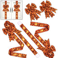 Light-Up Halloween Door Bow Garland – Pumpkin & Bat Decor