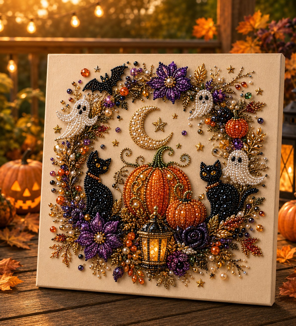 👻✨ Halloween Pearl Art DIY Kit – 3D Spooky Fall Craft & Home Decor