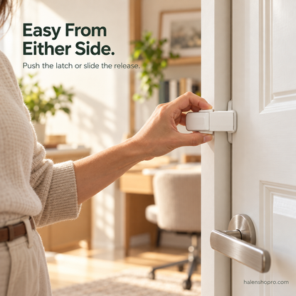 Child Safety Door Top Lock 🔒 – Tool-Free Interior Door Latch with Sliding Release Switch