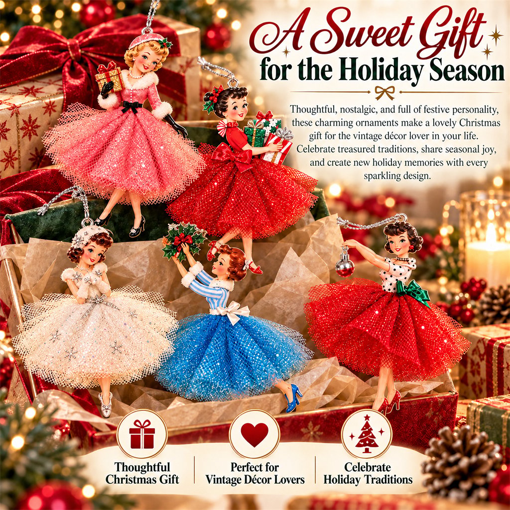 🎄 Vintage Christmas Lady Ornaments – Bring Back the Magic of the 1950s ✨