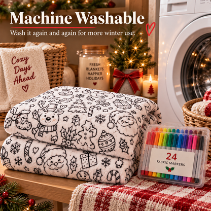 ⏳Christmas Specials⏰Creative Cozy Colouring Blanket Kit – Colour, Wash & Create Again 🧸