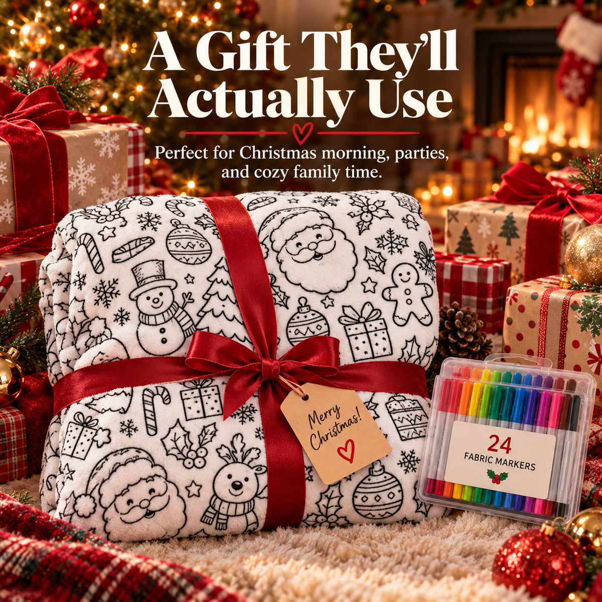 ⏳Christmas Specials⏰Creative Cozy Colouring Blanket Kit – Colour, Wash & Create Again 🧸