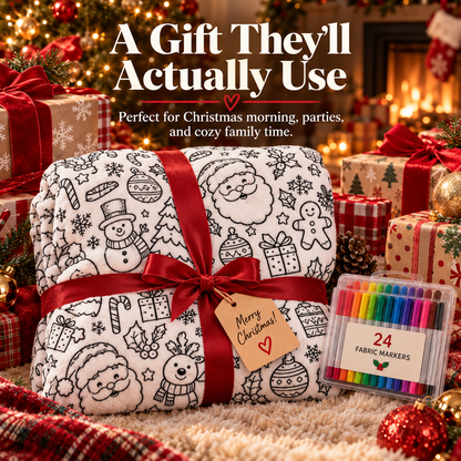 ⏳Christmas Specials⏰Creative Cozy Colouring Blanket Kit – Colour, Wash & Create Again 🧸