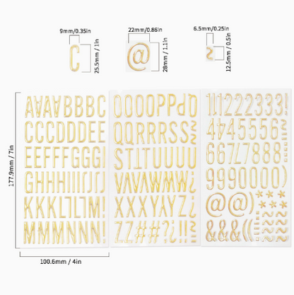 3D Gold-Foiled Alphabet Bubble Stickers for DIY Projects
