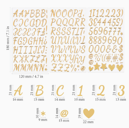 3D Gold-Foiled Alphabet Bubble Stickers for DIY Projects