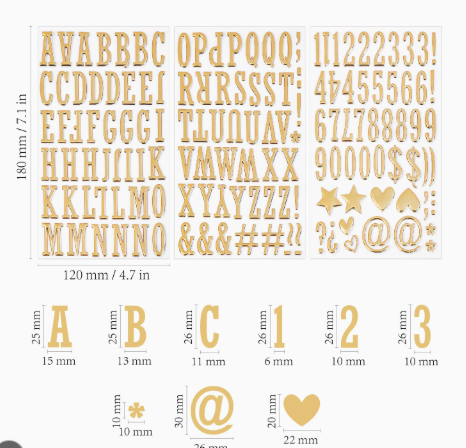 3D Gold-Foiled Alphabet Bubble Stickers for DIY Projects
