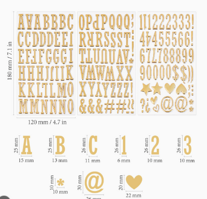 3D Gold-Foiled Alphabet Bubble Stickers for DIY Projects