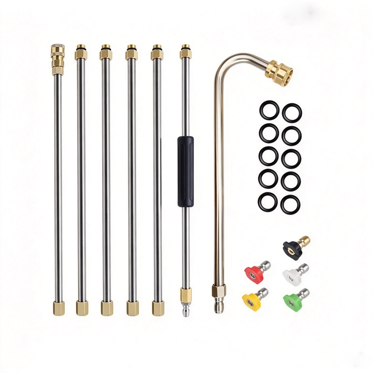 🧹Stainless Steel Power Washer Wand, Angled Extension Lance for Roof Gutter Car Cleaning 💦