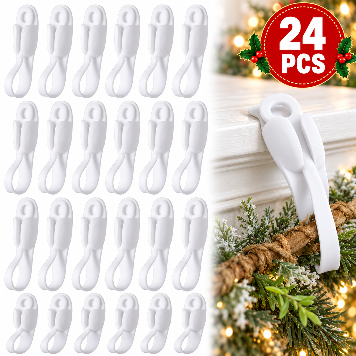 🎄🌿 No-Drill Christmas Garland Hangers ✨🏡 | Flexible Silicone Hooks for Mantels & Staircases