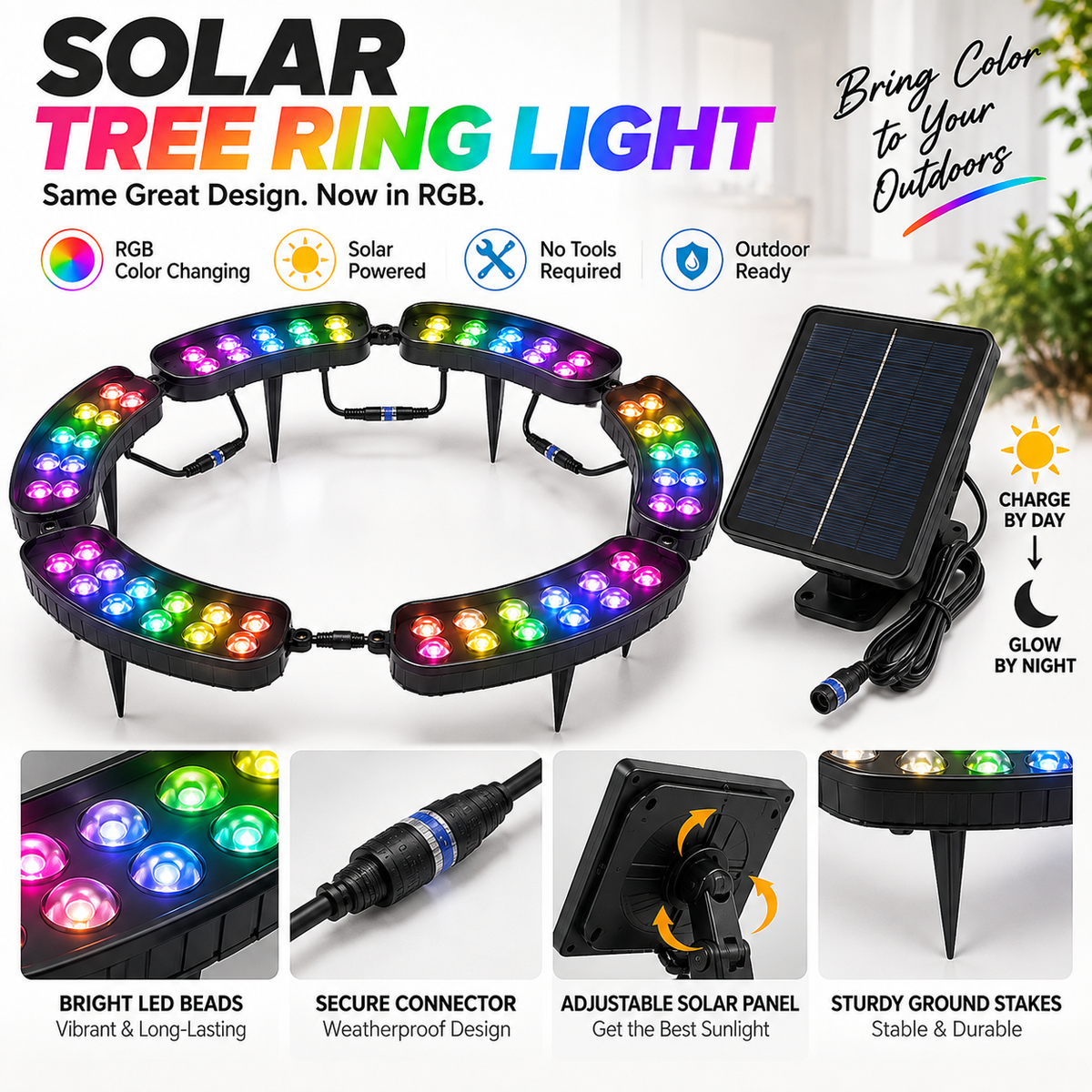 ✨Modular Ring Tree Landscape Lights – 360° Outdoor Uplighting for Trees & Columns