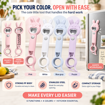 6-in-1 Magnetic Opener – Jar, Bottle, Can & Wine Opening Tool