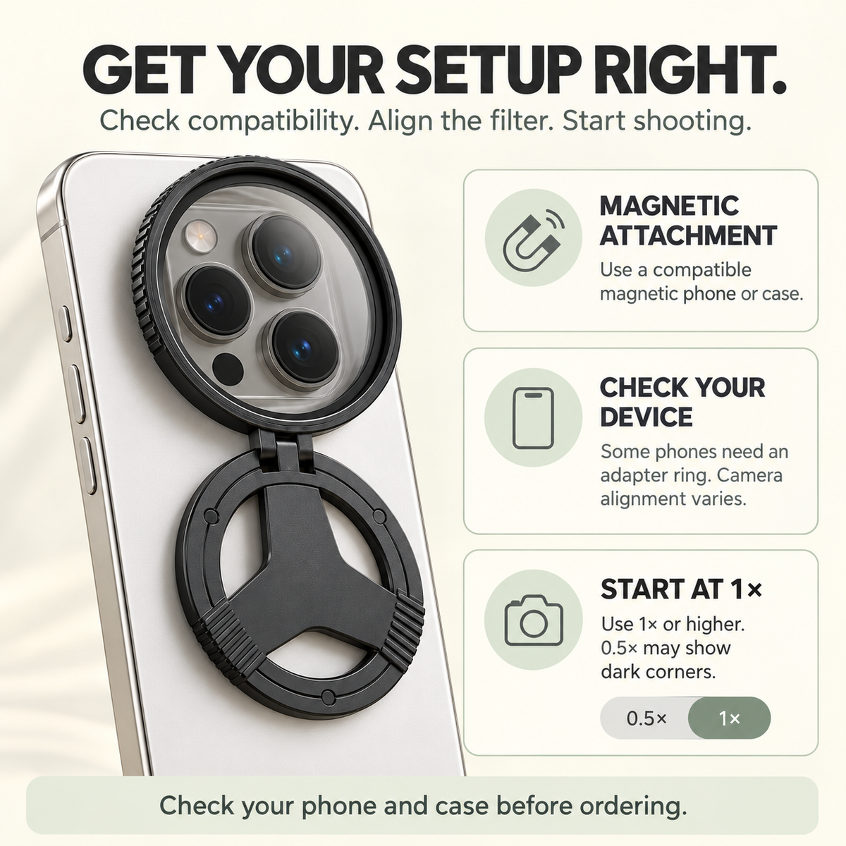 📸 Magnetic CPL Phone Camera Filter – Adjustable Polarizer for Reduced Glare & Reflections