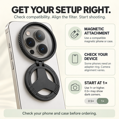 📸 Magnetic CPL Phone Camera Filter – Adjustable Polarizer for Reduced Glare & Reflections