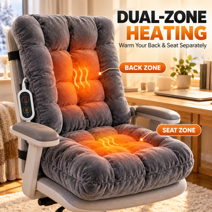 🔥 Heated Chair Cushion – Dual-Zone Plush Seat & Back Warmer with 9 Heat Levels