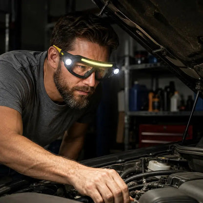 🔦 Rechargeable LED Headlamp Glasses ✨ Hands-Free Lighting with Wave Control!