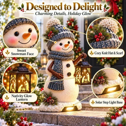 ⛄ Last Day 49% Snowman Nativity Glow™ – Solar Christmas Step Light with Holy Family Projection！！！