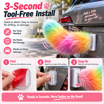 Interactive Wagging Car Tail – The Fun, Fluffy Tail That Brings Your Ride to Life! 🌈