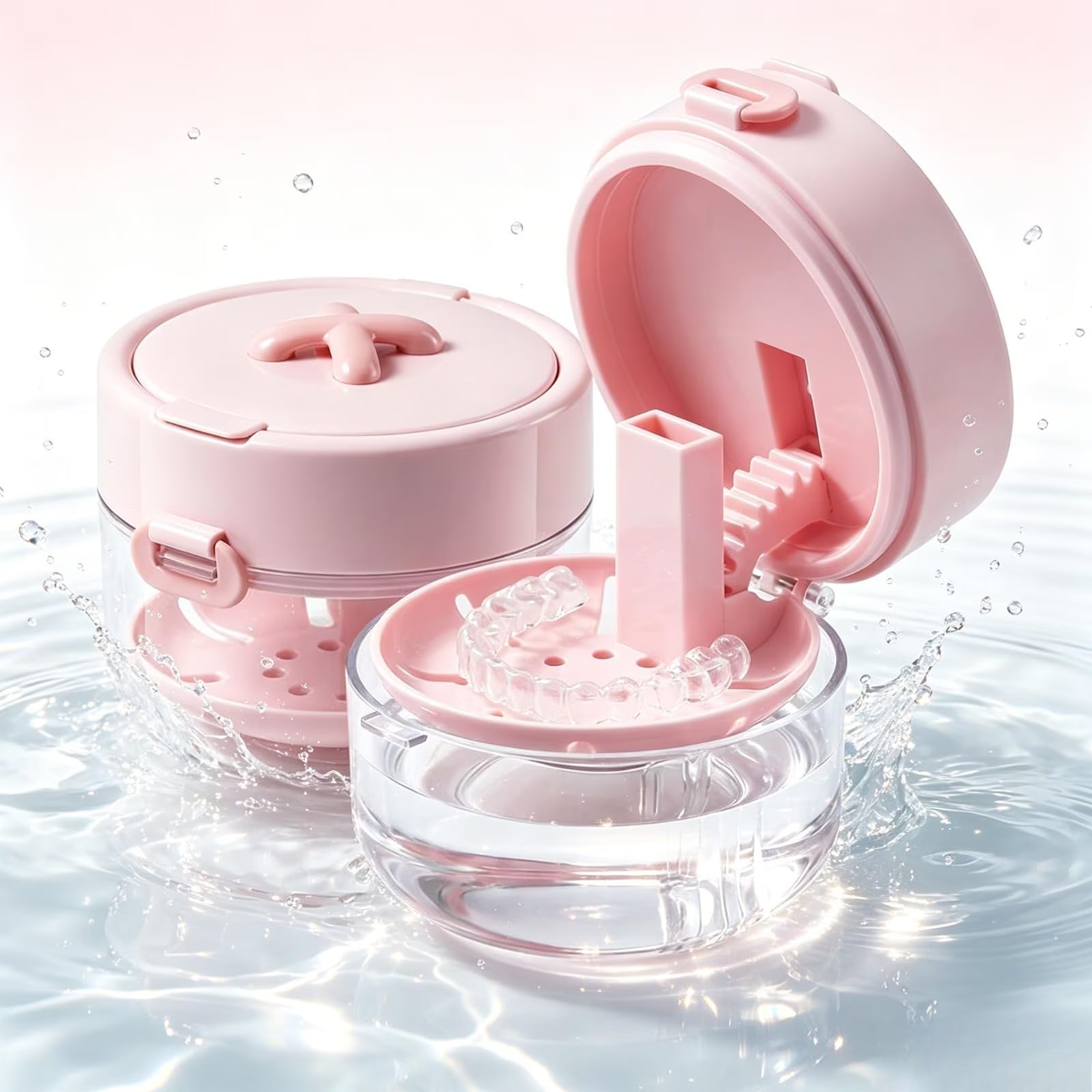 3-in-1 Travel Retainer Cleaner Case with Mirror & Drain Tray