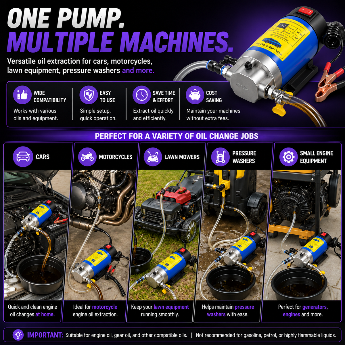 💪 HOT DEAL | 12V 100W Oil Transfer Pump – 1–4 L/min Portable Engine Oil Extractor for DIY Maintenance
