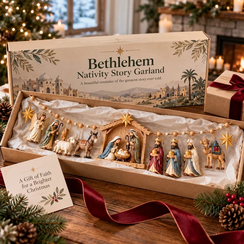 ✝️ 🎄 The Night Hope Was Born – Bethlehem Nativity Christmas Garland