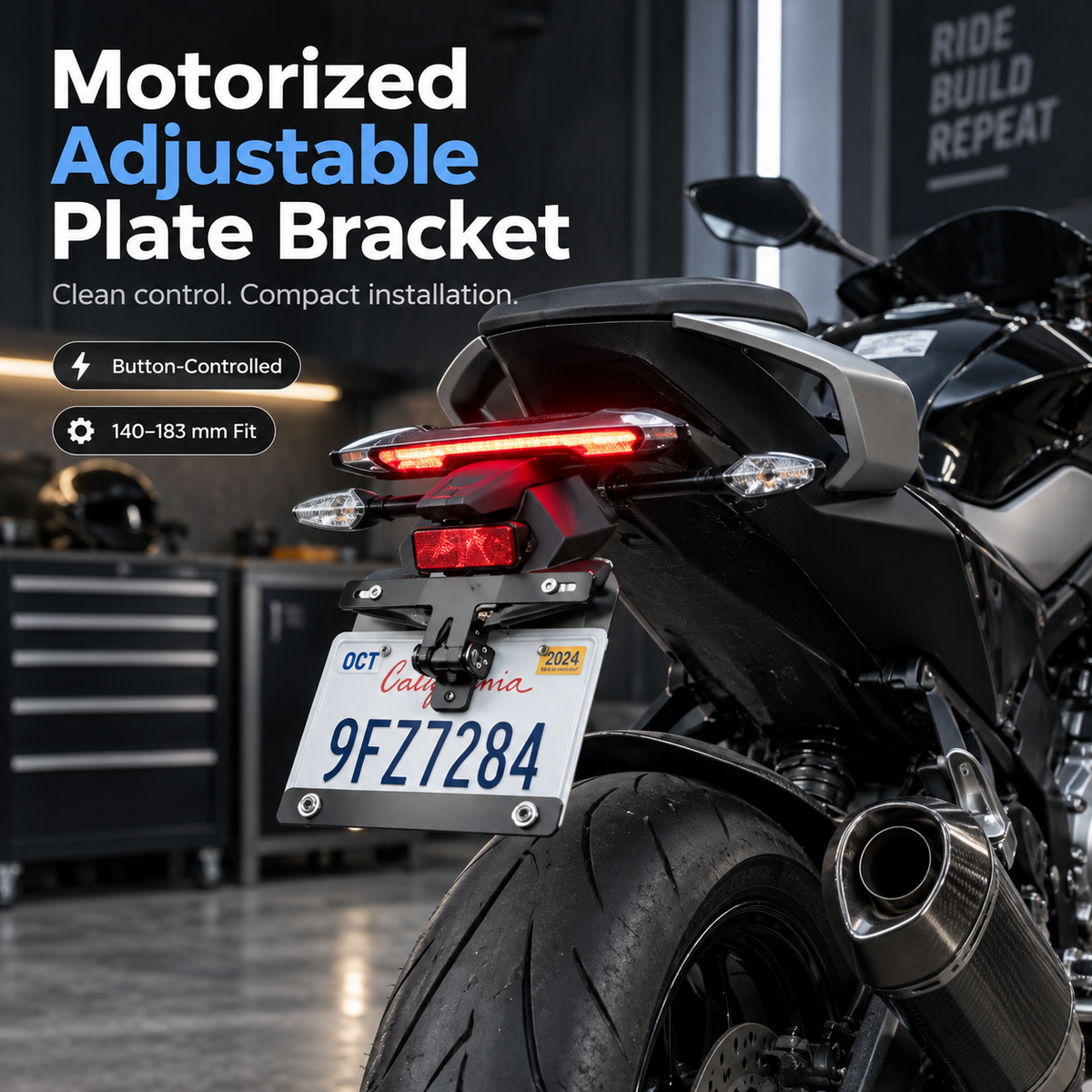 ⚙️Electric Adjustable Motorcycle Plate Bracket – Up to 160° Motorized Angle Control