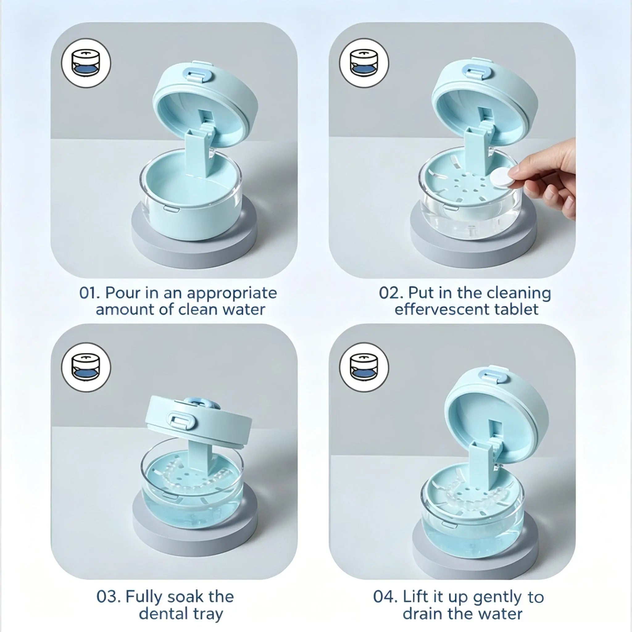 3-in-1 Travel Retainer Cleaner Case with Mirror & Drain Tray