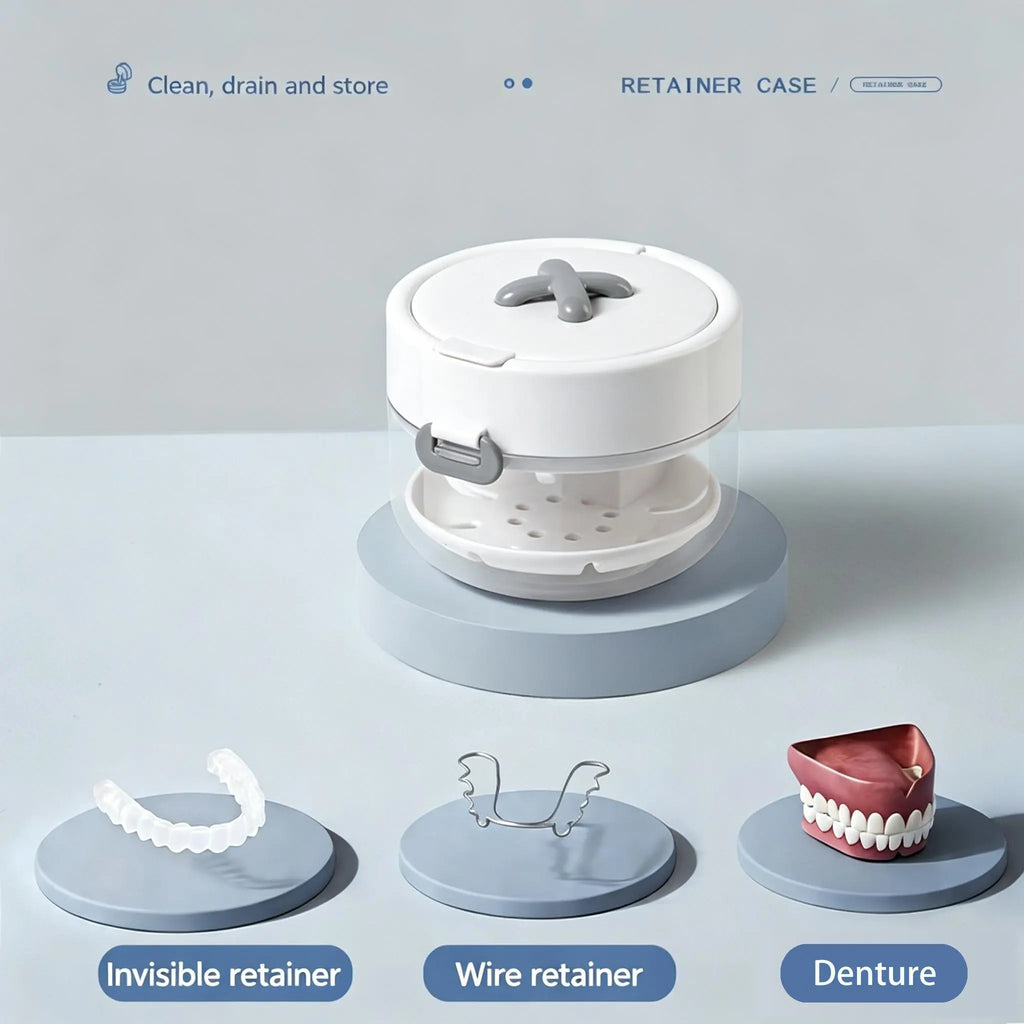 3-in-1 Travel Retainer Cleaner Case with Mirror & Drain Tray