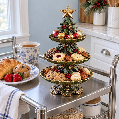 🎄 Vintage Christmas Tree 3-Tier Serving Stand