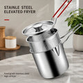 Personal Mini Deep Fryer Set – Stainless Steel Pot with Lift-Out Draining Basket & Food Tongs