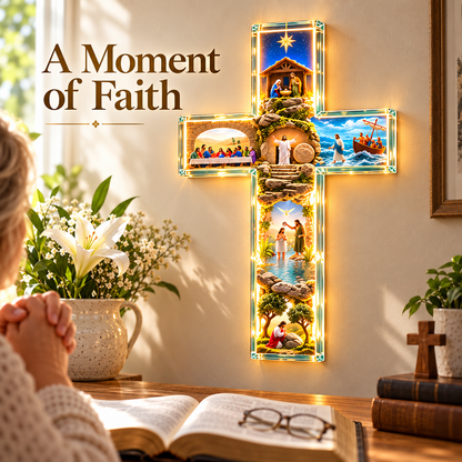 🙏✝️ Jesus Story Cross Lamp – A Gift of Faith, Hope & Love ✨