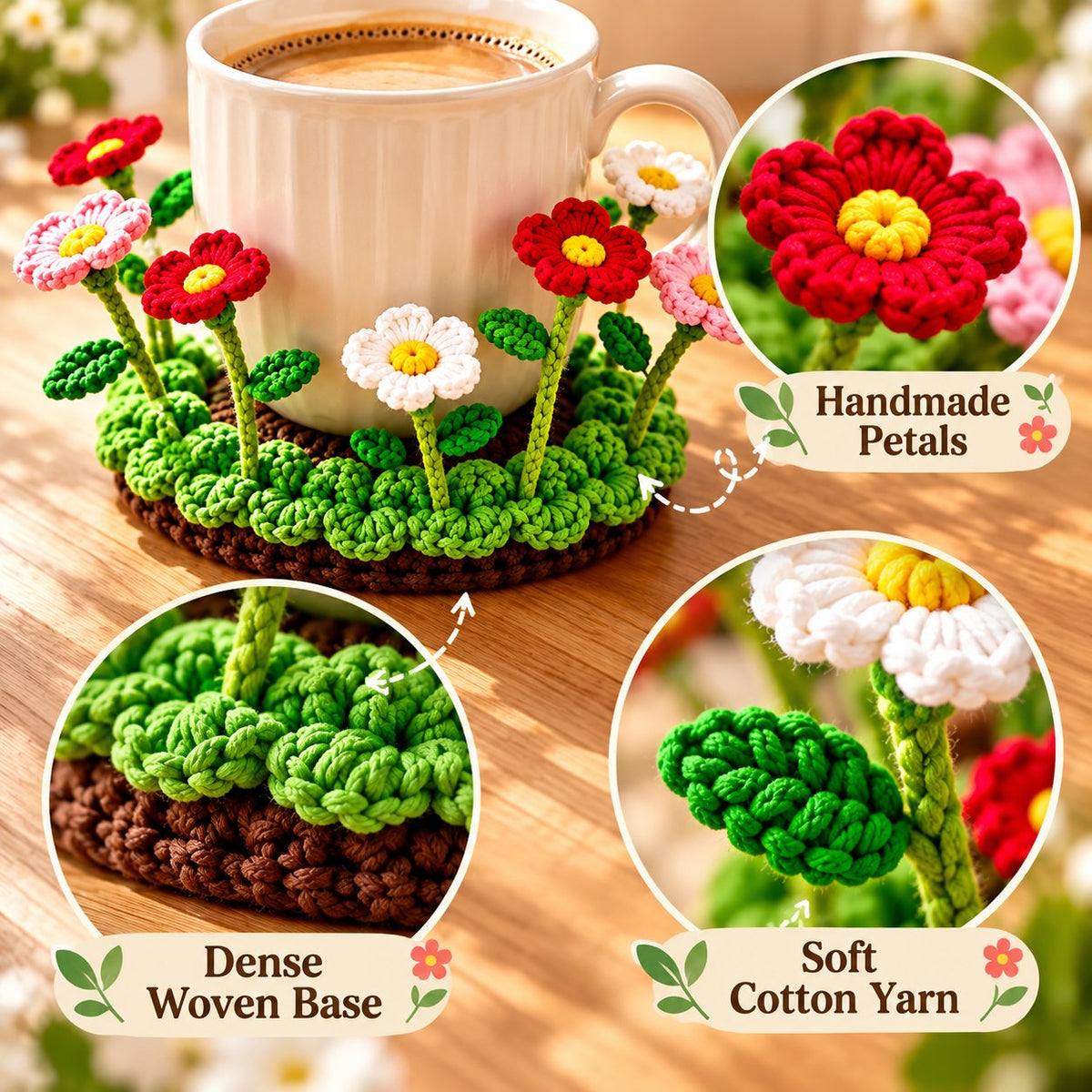 🌸50% OFF🌸Handmade Crochet Floral Coaster | Everlasting Table Art 🌸