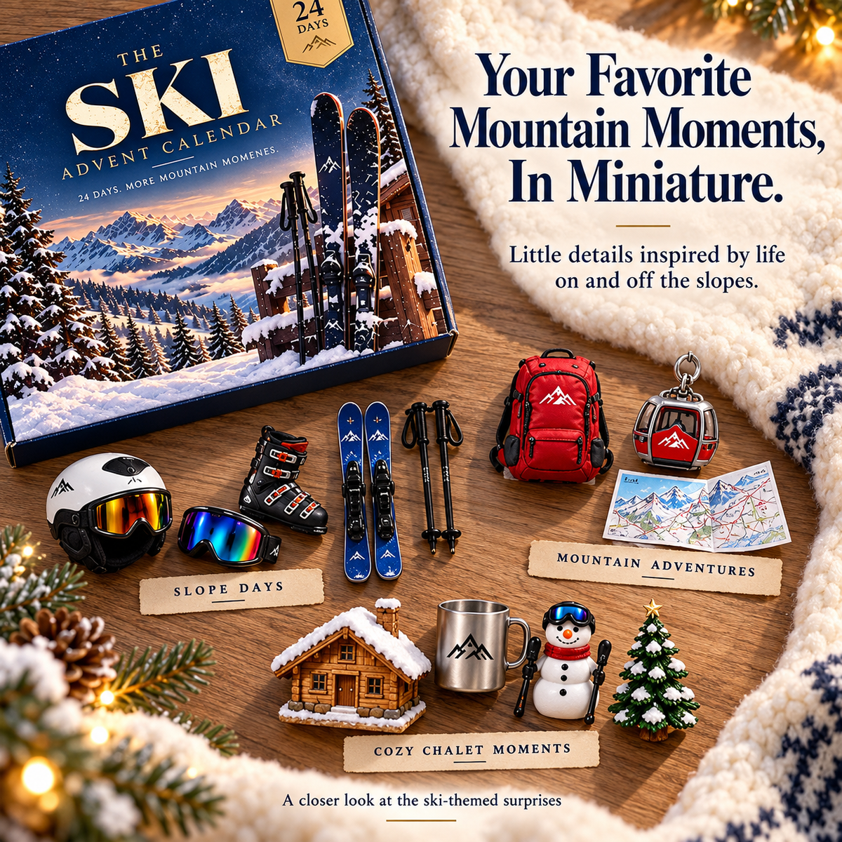 ⛷️ Ski Advent Calendar 2026 – 24 Day Alpine Christmas Countdown 🎄 | Skier & Snow Lover Gift 🎁