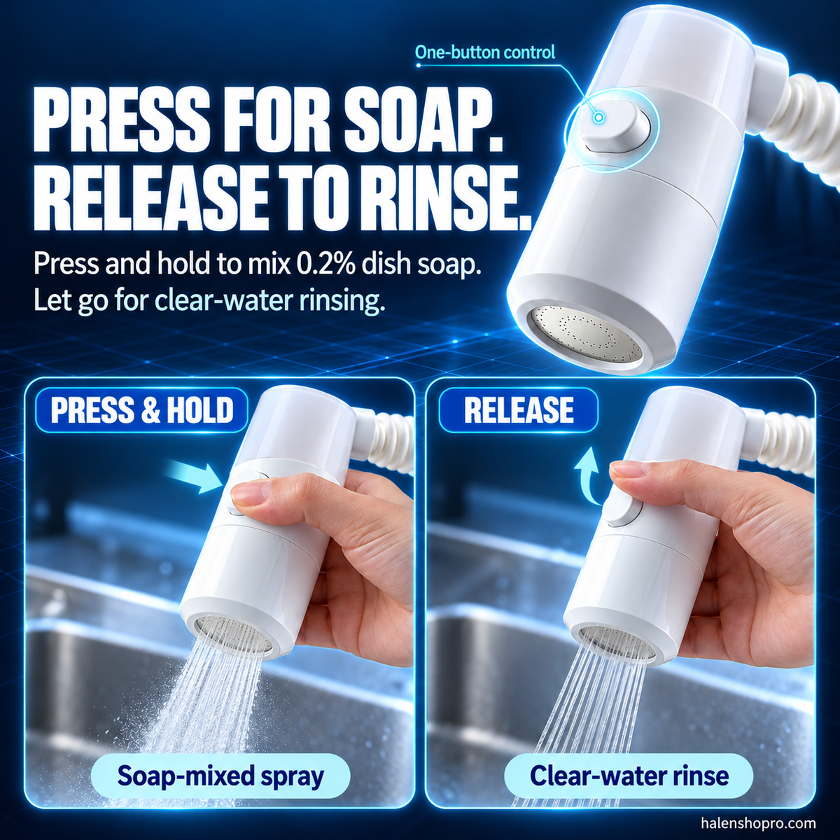 3-in🚿🐾 3-Mode Faucet Sprayer with Automatic Soap Dispenser – Retractable Hose for Pet Washing, Kitchen & Bathroom Cleaning