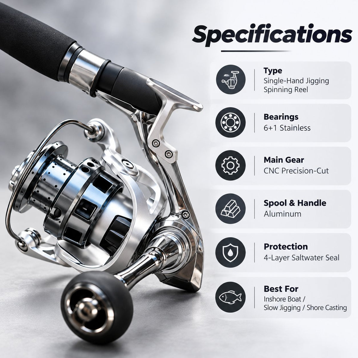 🎣 Single-Hand Jigging Reel
