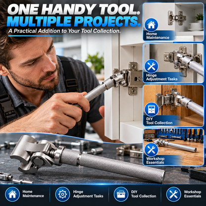 🔧 Adjustable Steel Hinge Wrench – Precision Door Hinge Adjustment Tool with Articulated Head & Anti-Slip Grip