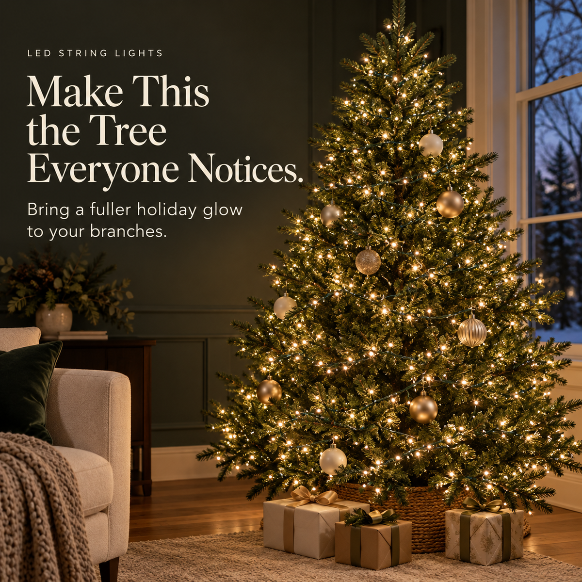 ❄️🏡20M 600-LED Christmas String Lights – Warm White or Multicolor Holiday Tree Lights🎅💖