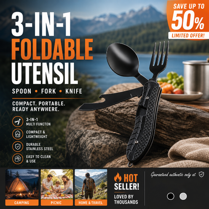 🎉🎉Surprise 50% off！🏕️Must-have for outdoor trips 🍴🥄3-In-1 Outdoor Folding Multifunctional Tableware