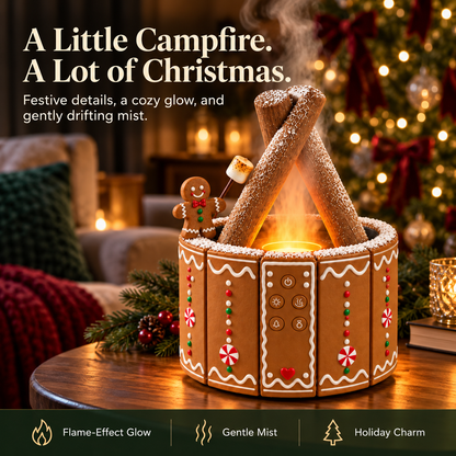 🎄 Mini Christmas Campfire Mist Lamp – Cozy LED Holiday Tabletop Decor