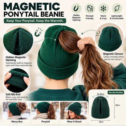 ✨2-in-1-ponytail-beanie-hat-hidden – Hidden Magnetic Closure, No-Zip Winter Knit Hat ❄️