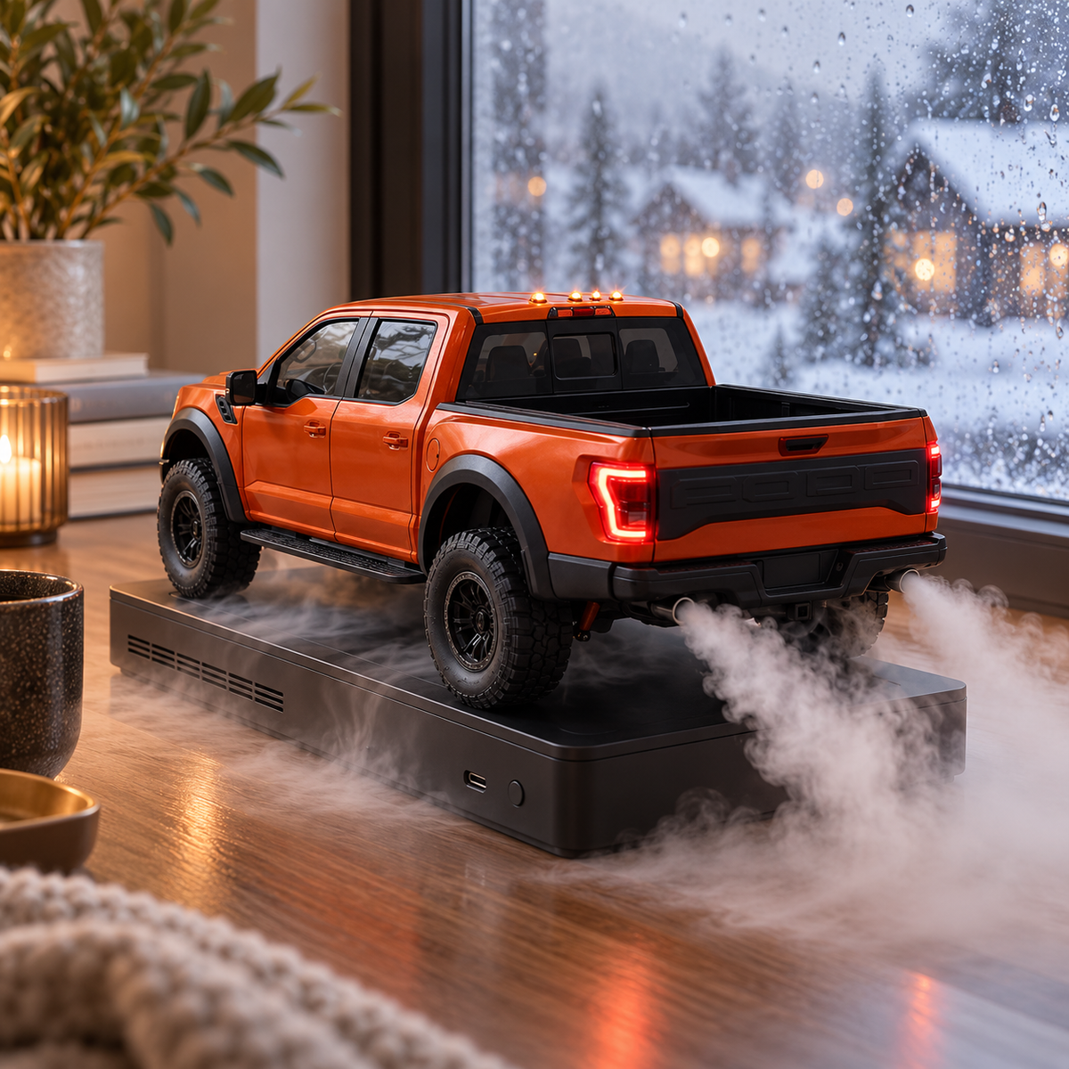 LED Pickup Truck Humidifier -Realistic Exhaust Mist,Raptor-Style Model & CoolDesk Decor